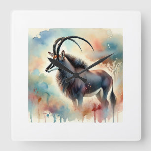 Giant sable antelope 211024AREF111 - Watercolor Square Wall Clock