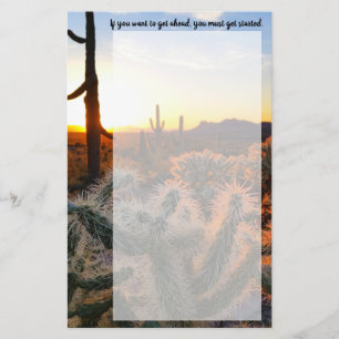 Giant Saguaro Cactus At Sunset In Sonoran Desert Stationery