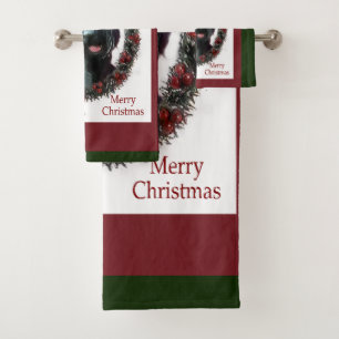 Giant Schnauzer Christmas Bath Towel Set