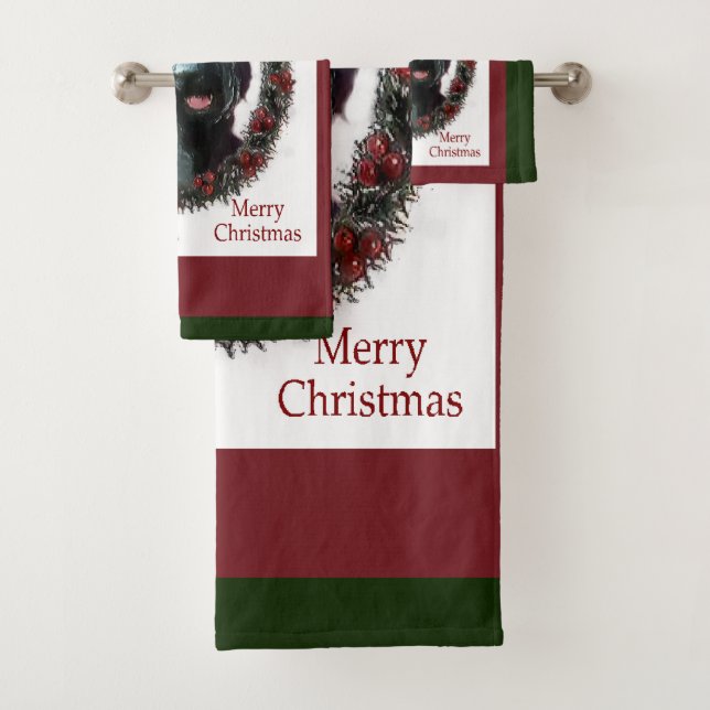 Giant Schnauzer Christmas Bath Towel Set (Insitu)