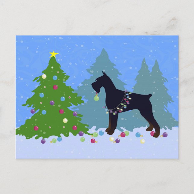 Giant Schnauzer Christmas Forest Holiday Postcard (Front)
