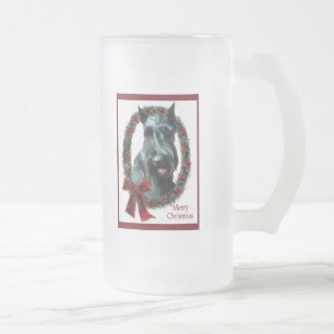 Giant Schnauzer Christmas Gifts Frosted Glass Beer Mug