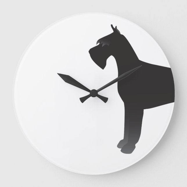 Giant Schnauzer Dog Breed Illustration Silhouette Large Clock (Front)