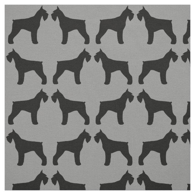 Giant Schnauzer Dog Breed Silhouettes Patterned Fabric (Swatch)