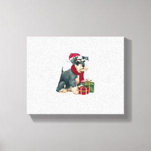 Giant Schnauzer Dog Christmas Outfits Santa Hat Do Canvas Print