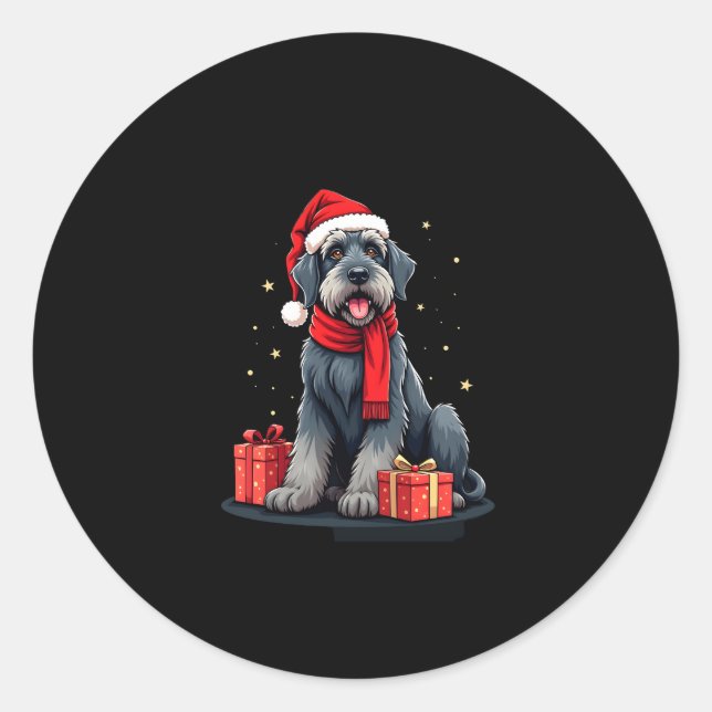 Giant Schnauzer Dog Christmas Parties Holiday Sant Classic Round Sticker (Front)