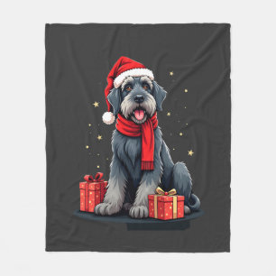 Giant Schnauzer Dog Christmas Parties Holiday Sant Fleece Blanket