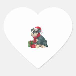 Giant Schnauzer Dog Christmas Parties Holiday Sant Heart Sticker