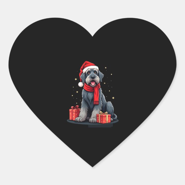 Giant Schnauzer Dog Christmas Parties Holiday Sant Heart Sticker (Front)