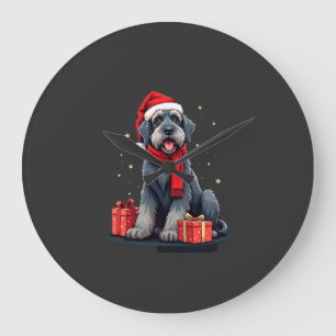 Giant Schnauzer Dog Christmas Parties Holiday Sant Large Clock
