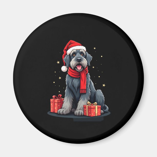 Giant Schnauzer Dog Christmas Parties Holiday Sant Magnet (Front)