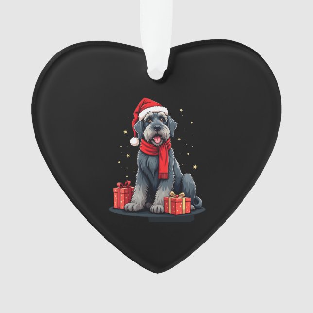 Giant Schnauzer Dog Christmas Parties Holiday Sant Ornament (Front)