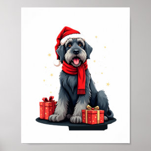 Giant Schnauzer Dog Christmas Parties Holiday Sant Poster