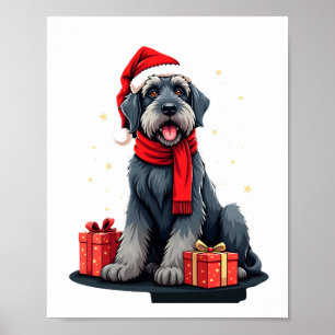 Giant Schnauzer Dog Christmas Parties Holiday Sant Poster