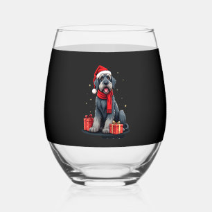 Giant Schnauzer Dog Christmas Parties Holiday Sant Stemless Wine Glass