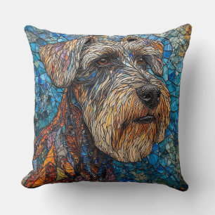 Giant Schnauzer Dog Colourful Mosaic Artwork Cushion