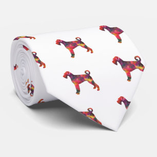 Giant Schnauzer Dog Geometric Pattern Silhouette M Tie