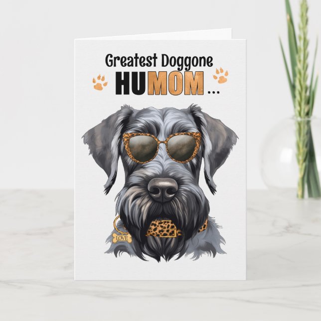 Giant Schnauzer Dog Greatest HuMOM Mother's Day Holiday Card (Front)