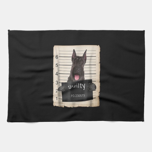 giant schnauzer dog mug shot tea towel (Horizontal)