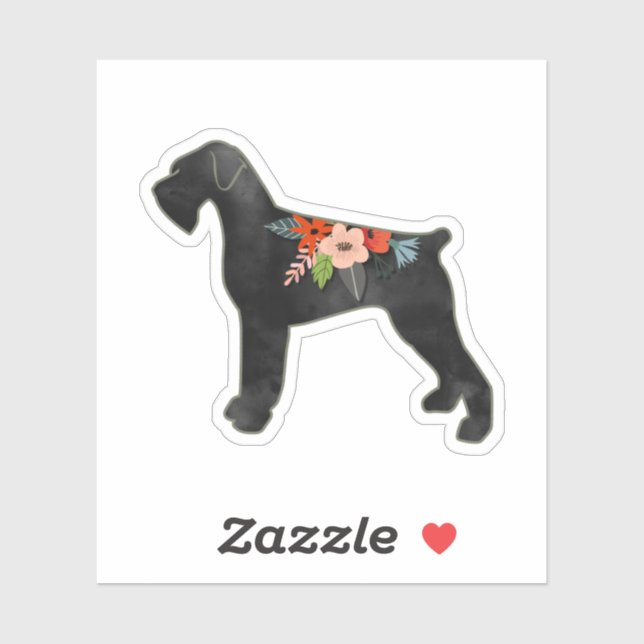 Giant Schnauzer Dog NC Boho Floral Silhouette (Sheet)