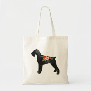 Giant Schnauzer Dog NC Boho Floral Silhouette Tote Bag