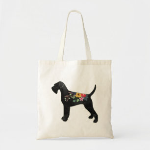 Giant Schnauzer Dog NN Boho Floral Silhouette Tote Bag