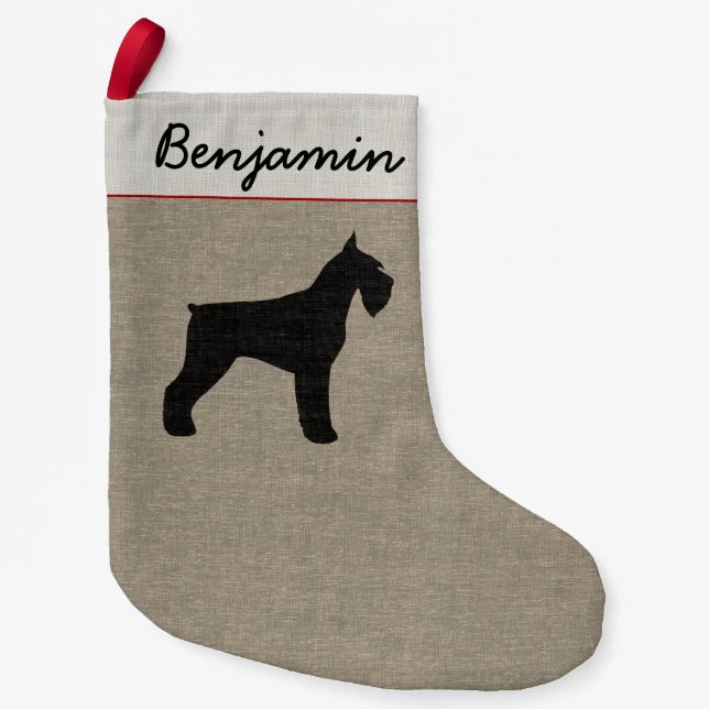 Giant Schnauzer Dog Silhouette Personalised Xmas Small Christmas Stocking (Front)