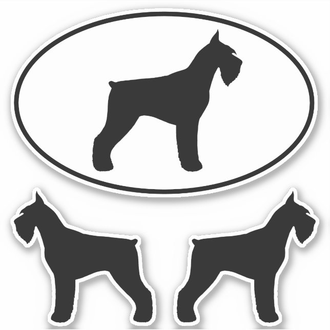 Giant Schnauzer Dog Silhouettes Vinyl Sticker Set (Front)