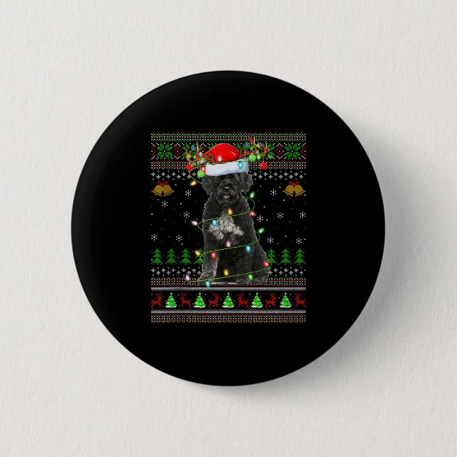 Giant Schnauzer Dog Ugly Christmas Sweaters Holida 6 Cm Round Badge (Front)