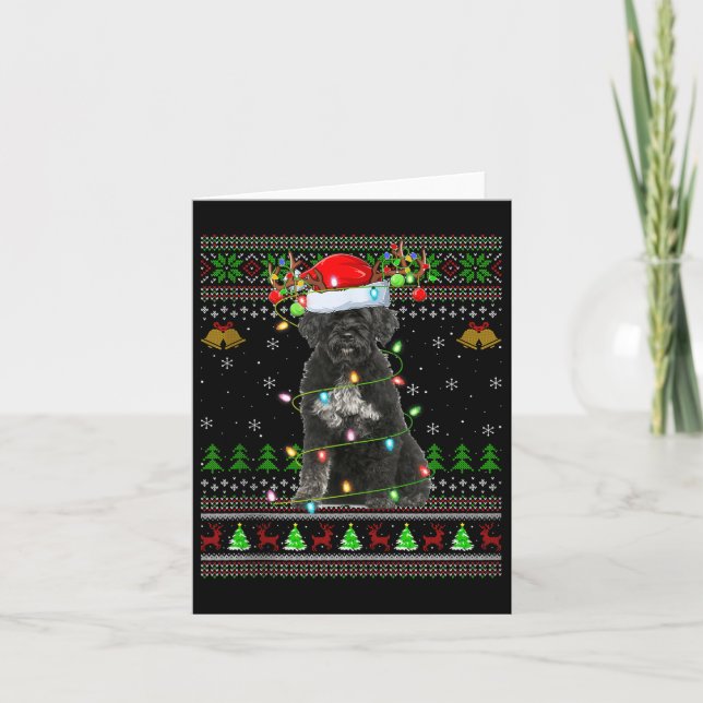 Giant Schnauzer Dog Ugly Christmas Sweaters Holida Card (Front)