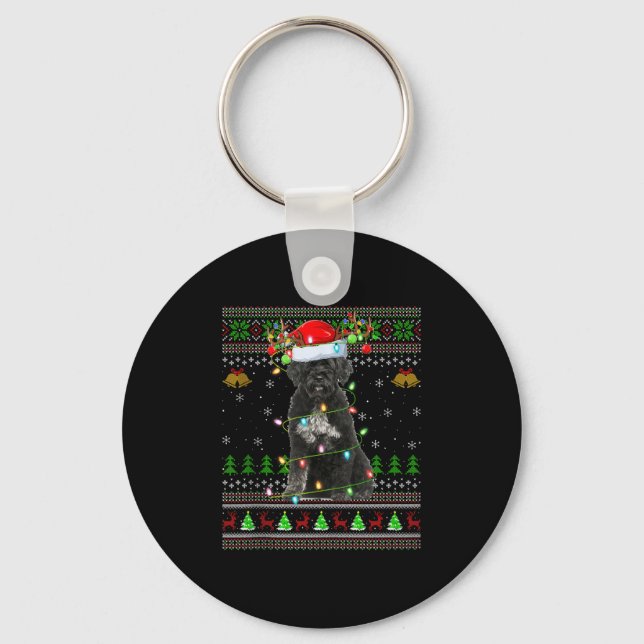 Giant Schnauzer Dog Ugly Christmas Sweaters Holida Key Ring (Front)