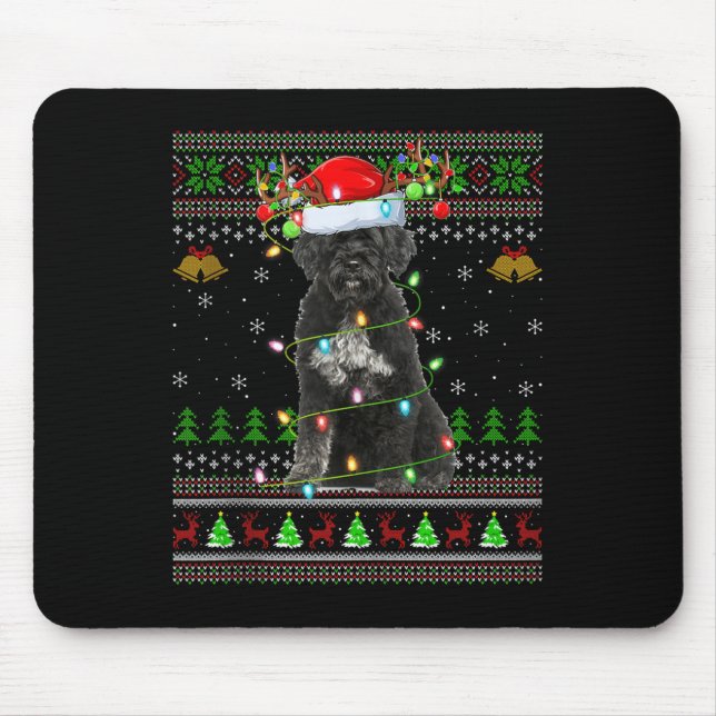 Giant Schnauzer Dog Ugly Christmas Sweaters Holida Mouse Mat (Front)