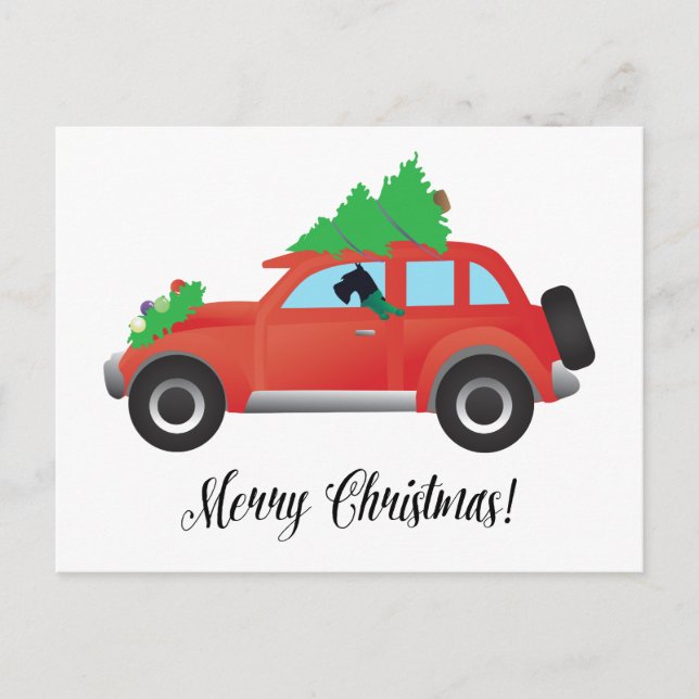 Giant Schnauzer Driving a Car - tree on top Postcard (Front)