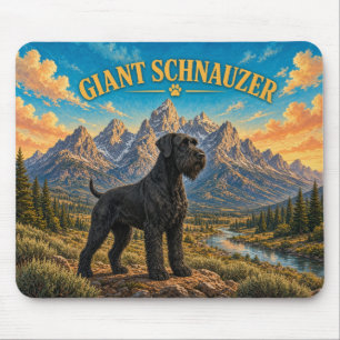 Giant Schnauzer, Grand Teton Vintage Watercolor Mouse Mat