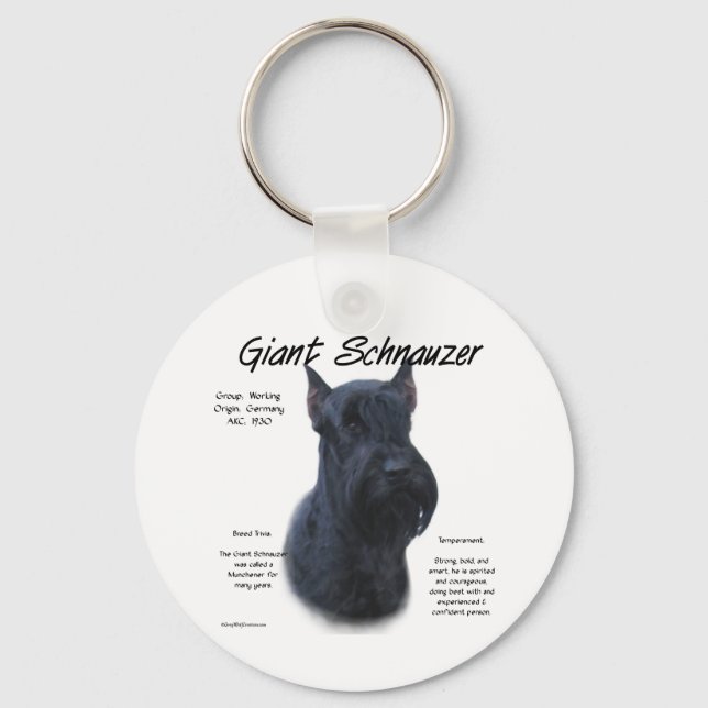 Giant Schnauzer History Design Key Ring (Front)
