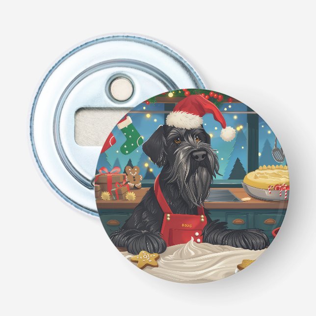 Giant Schnauzer Holiday Baking: Festive Christmas Bottle Opener (Front)