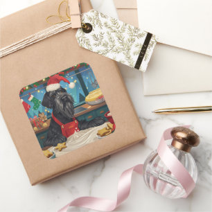 Giant Schnauzer Holiday Baking: Festive Christmas Square Sticker