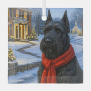 Giant Schnauzer Holiday Glass Tree Decoration