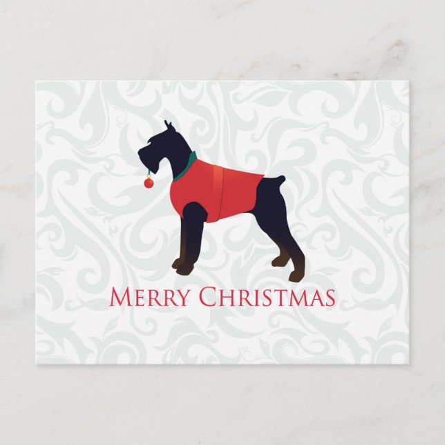 Giant Schnauzer Merry Christmas Design Holiday Postcard (Front)