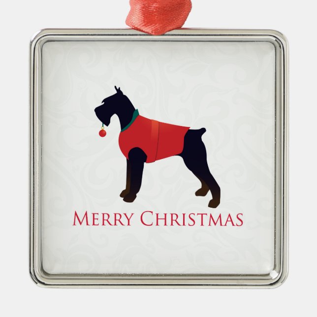 Giant Schnauzer Merry Christmas Design Metal Tree Decoration (Front)
