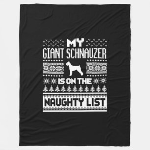 giant schnauzer on naughty list dog ugly christmas fleece blanket