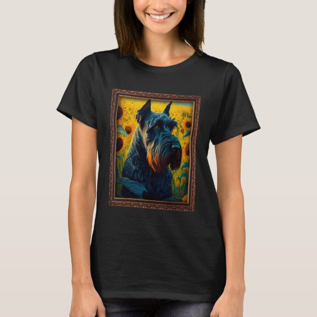 Giant Schnauzer Painting Sunflower Flower Mom Wome T-Shirt (Front)