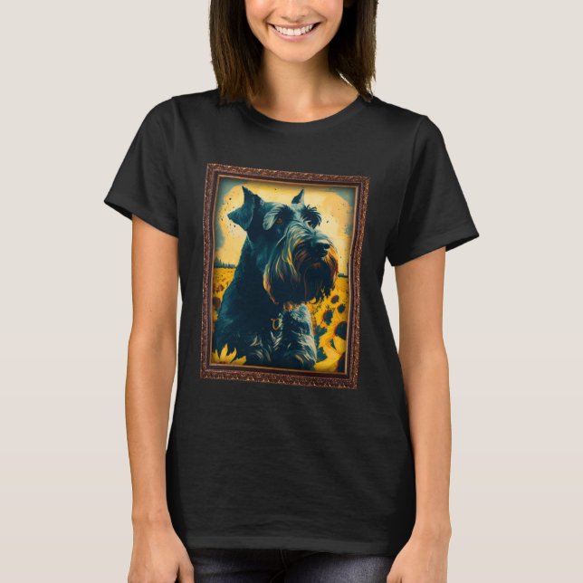 Giant Schnauzer Painting Sunflower Flower Mom Wome T-Shirt (Front)