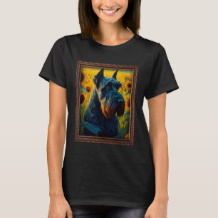 Giant Schnauzer Painting Sunflower Flower Mum Wome T-Shirt