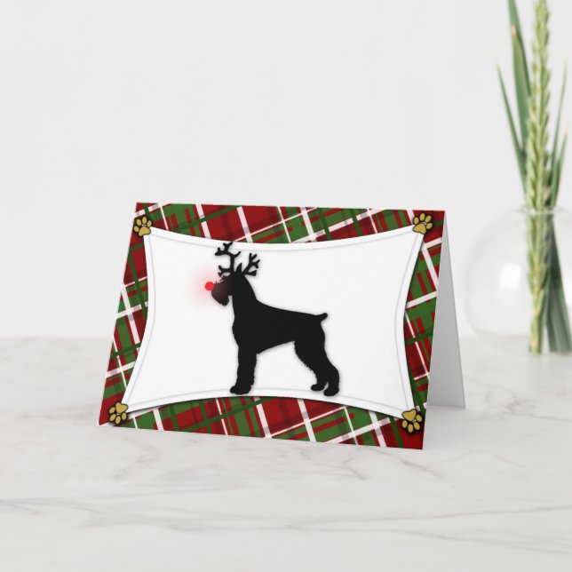 Giant Schnauzer Reindeer Christmas Card (Front)