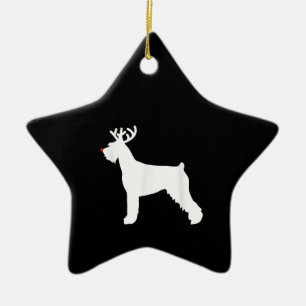 giant schnauzer reindeer christmas dog ceramic tree decoration