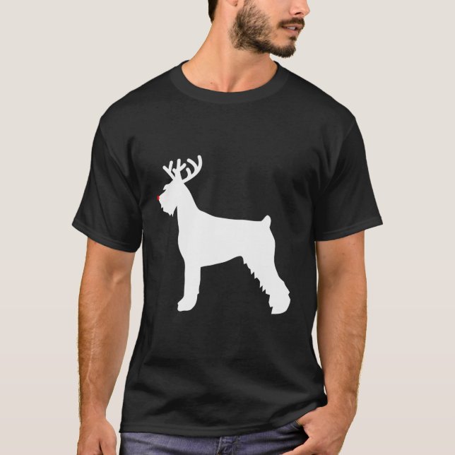 Giant Schnauzer Reindeer Christmas Dog T-Shirt (Front)