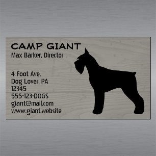 Giant Schnauzer Silhouette Faux Wood Style Magnetic Business Card