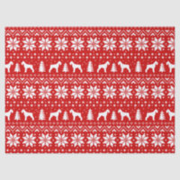 Giant Schnauzer Silhouettes Christmas Pattern Red
