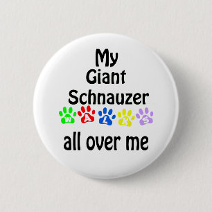 Giant Schnauzer Walks Design 6 Cm Round Badge